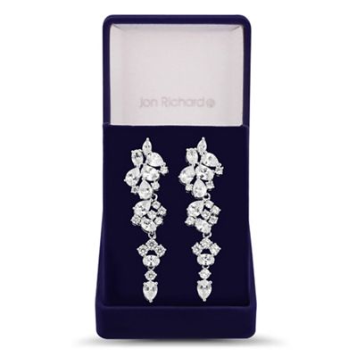 Allure Collection Silver cubic zirconia statement cluster leaf drop earring